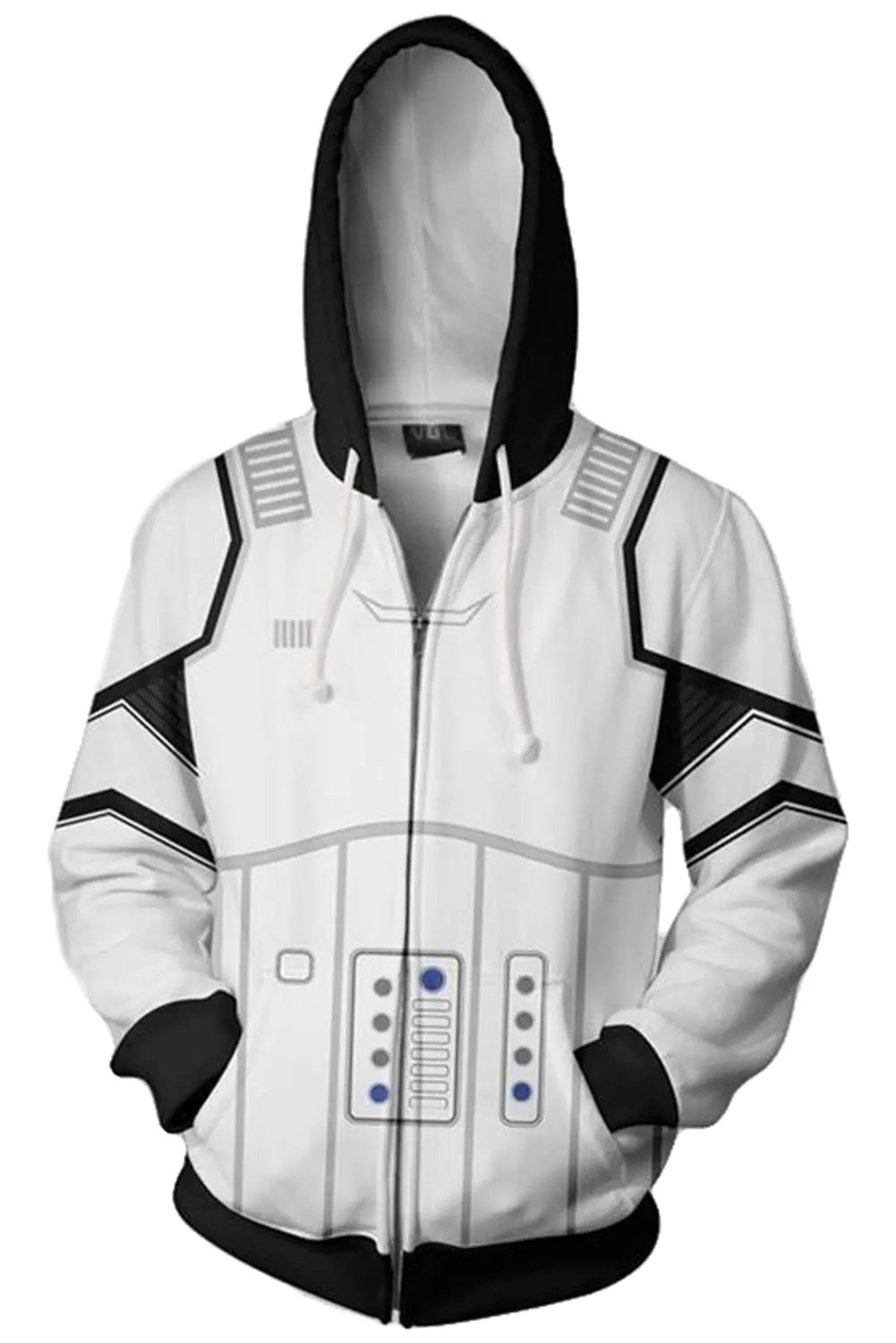 White Soldier Cosplay Zip Hoodie