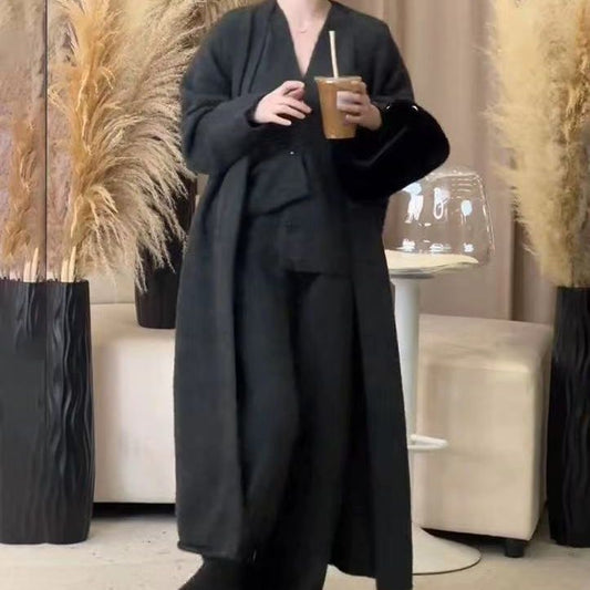 Women’s 3-Piece Knit Lounge Set – Sleeveless Top, Wide-Leg Pants & Matching Cardigan