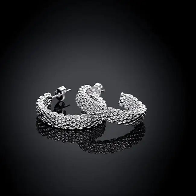 Elegant 18K Silver Plated Cross Link Earrings