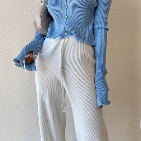 White Straight Leg Knit Pants Women's Autumn And Winter Wide-leg Pants