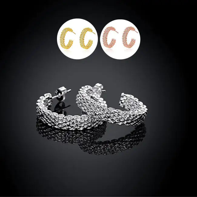 Elegant 18K Silver Plated Cross Link Earrings