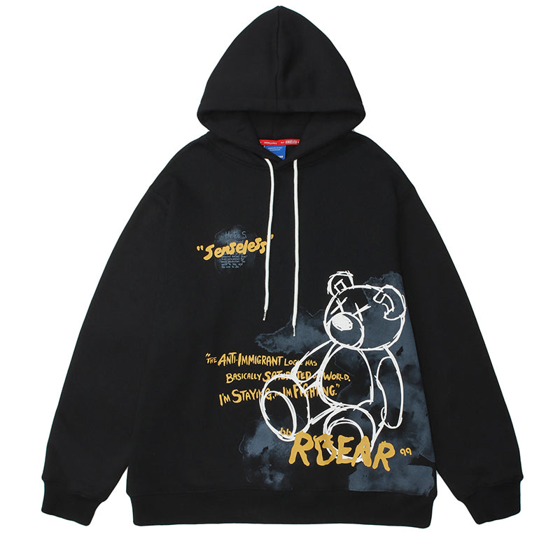Bear Graphic Print Hoodie- Bold Streetwear Style