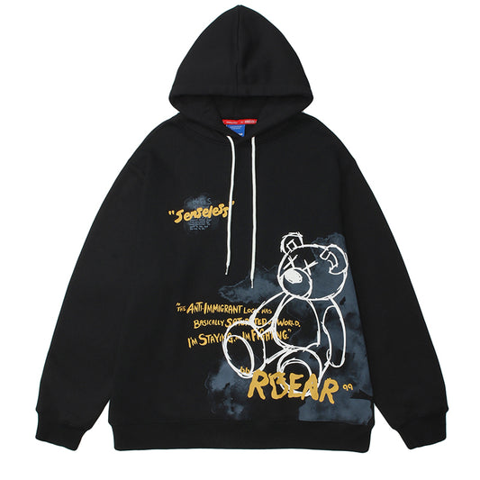 Bear Graphic Print Hoodie- Bold Streetwear Style