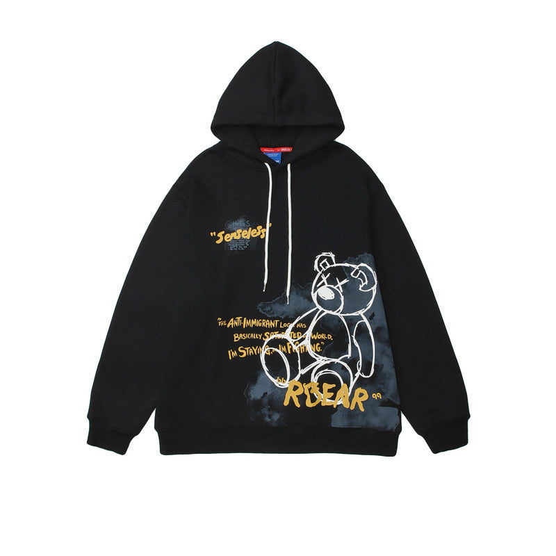 Bear Graphic Print Hoodie- Bold Streetwear Style