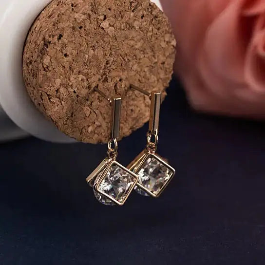 Charmed Earrings With 2ct CZ In Gold And Silver