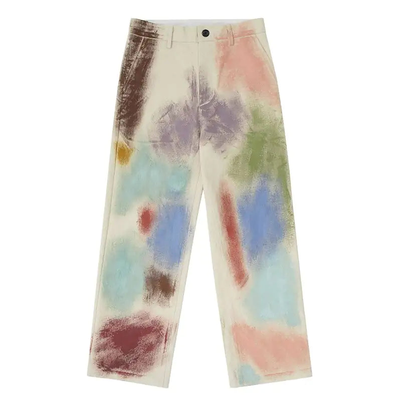 Hand Painted Straight Loose Trousers for Ladies