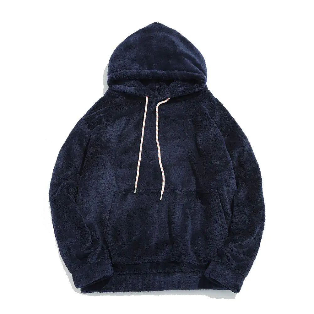 ZAFUL Cozy Colorblock Furry Hoodie Pullover - Marble Blue