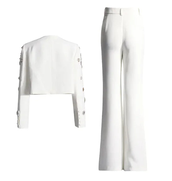 Women's Chic Bootcut Suit Set with Side Slits