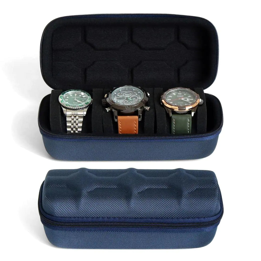 Besforu 3-Slot Watch Case – Hard Travel Watch Box for Men & Women