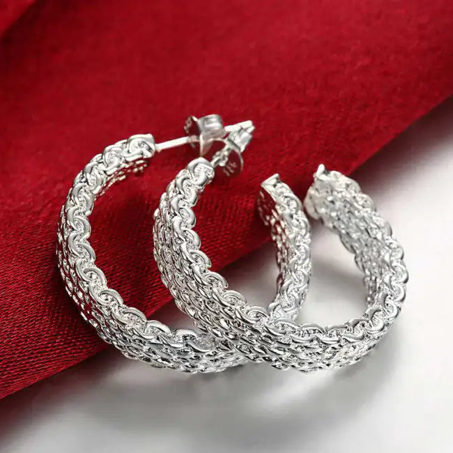 Elegant 18K Silver Plated Cross Link Earrings